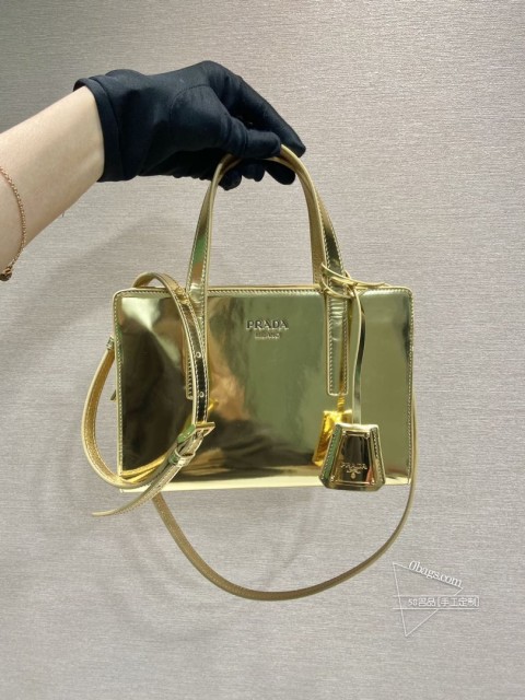 Prada普拉达 1BA357 mini购物袋 金色 手提包 复刻1995 一比一