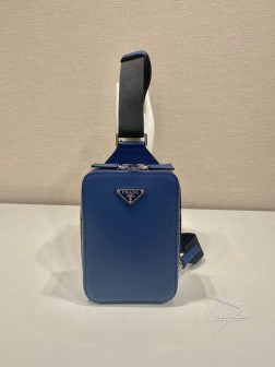 Prada普拉达 2VZ106胸包 进口十字纹牛皮 双向拉链 高仿