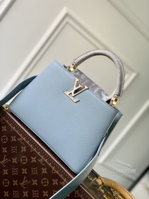 LV M21166 天蓝色 Capucines 小号手袋 小牛皮