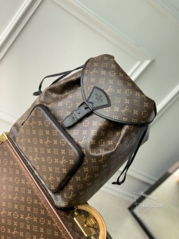 LV M46683 Montsouris 双肩包 Monogram Eclipse 帆布 牛皮革饰边