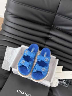 发泡大底版本 Chanel 24新款羊毛魔术贴凉鞋系列秋冬羊毛系列版本高版本 内里全羊毛 Size3 1096