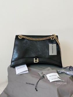 Balenciaga Crush 链条包 大号 爆裂黑金 油蜡皮纹
