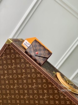 LV M41659 钱夹 Monogram 帆布 红色 皮扣