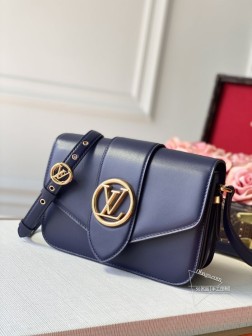 LV M55952 紫蓝 Pont 9 手袋 - 光滑皮革打造