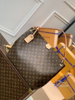 LV M43703 大号老花玫红购物包 Monogram帆布 钢五金