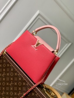 LV M21689 Capucines 中号手袋 Taurillon 皮革 红色