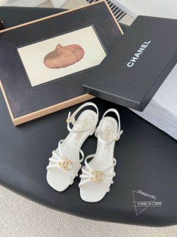 Chanel 25P早春新款高级手工坊凉鞋一如既往的高版本 经典版面 鞋面内里羊皮 真皮大底平底58 63