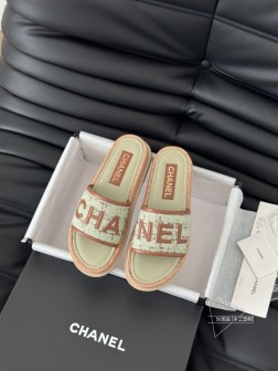 Chanel 25K新款字母拖鞋羊皮鞋面 内里羊皮 原版大底Size35-39 其他码数定做 131