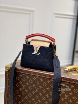 LV M20704 黑棕拼 Capucines 迷你手袋 小牛皮 金属饰件