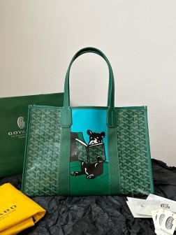 GOYARD villette tote 彩绘法斗 绿色 tote 包