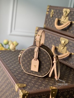 LV M43514 白色皮 PETITE BOITE CHAPEAU 手袋 Monogram涂层帆布 羔羊皮衬里