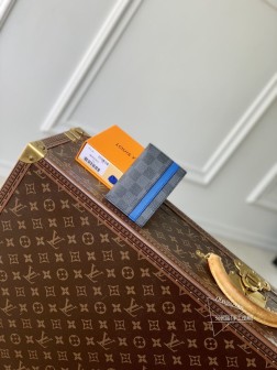 LV N00093 Neo 卡包 黑格 Monogram Macassar 帆布 皮革饰边
