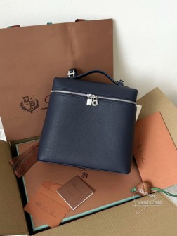 LP Loro Piana 双肩包 深蓝色 进口皮 1:1 顶级复刻