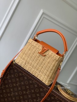 LV M24976 Capucines BB 手袋 黄色 藤条编织 牛皮革