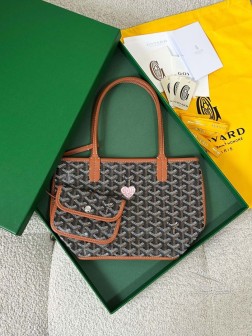 GOYARD狗牙迷你双面tote  黑棕粉爱心  顶级复刻购物袋