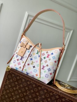 LV M13661 村上隆联名CarryAll小号手袋,帆布皮革材质