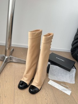 Chanel 24B新款纽扣双C长短靴系列代购级别 19寸高度 扣子包层皮版本全皮顶级版本内里全牛皮 1205