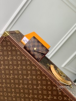 LV M41938 钱夹 金扣啡格 Monogram 帆布 大红色 高仿