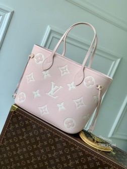 LV M14210 粉色丝印 Neverfull 中号手袋 Mono 顶级A货