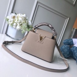 LV CAPUCINES 迷你手袋 N92802 浅咖 羊皮材质