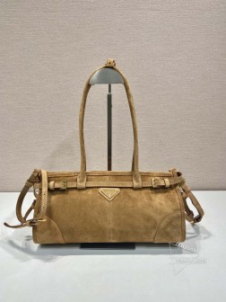 Prada普拉达 1BA426 LusSolf磨砂皮肉桂色手提斜挎包 图片