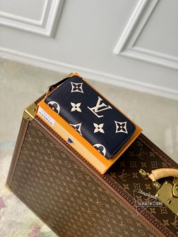 LV M61864 Zippy 拉链钱夹,蓝色丝印,Monogram E材质,全新升级,4信用卡槽