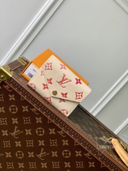 LV M83507 精致Monogram Flowers浮雕皮革金色拉链卡包