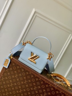 LV M25362 天蓝色 Twist 小号手袋 Epi 粒面皮革 Mo 扭锁