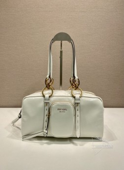 Prada 1BB138 油腊皮大号单肩包 复古金属配件 尺寸