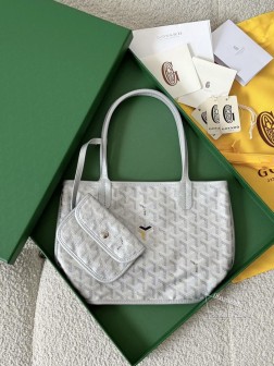 GOYARD狗牙迷你双面Tote购物袋限定银 高仿
