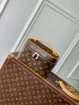 LV M12654 Nice 迷你化妆包 Monogram Macassar 涂层帆布