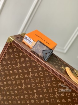 LV M12853磁吸卡夹 Monogram Macassar帆布 皮革内衬