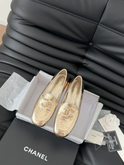 Chanel 25C新款双C乐福鞋高级手工系列鞋面牛皮天鹅绒 内里羊皮 真皮大底Size35-39 616