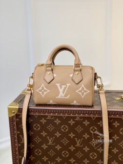 LV M81625 Nano Speedy手袋 Monogram帆布 全皮压花丝印调节肩带