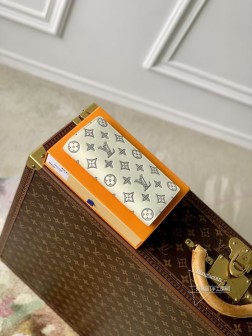 LV M61697 雅白 钱夹 蓝色Monogram Eclipse帆布 小巧设计