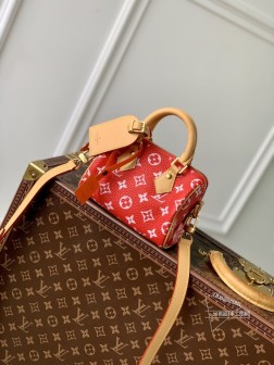 LV M24419 Speedy P9 Bandoulière18 红色迷你 Monogram 皮革手袋