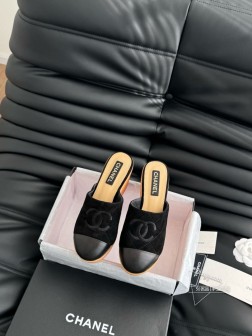 Chanel 25C新款坡跟半拖系列一脚蹬系列 鞋面牛皮 内里羊皮 原版大底Size35-39 40 472