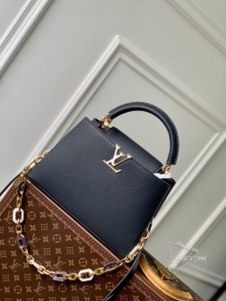LV M24683 Capucines 中号手袋 Taurillon 牛皮革 深蓝色