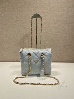 Prada 1BG468 Vintage流浪包，手工尼龙链条，黑金 一比一