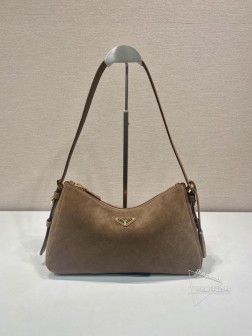 Prada普拉达 Aimee 1BC229 小号绒皮 Hobo腋下包 图片