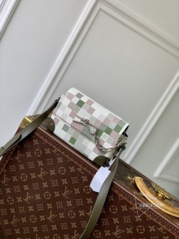 LV N00108 Steamer 迷你手袋 Damoflage 涂层帆布 牛皮革饰边