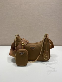 Prada 1BH204 金色五金 Nylon Hobo 手拎腋下包 代购