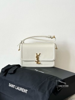 YSL Solferino Box豆腐包中号 白金 光面牙签纹牛皮