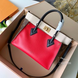 LV M53823 红色 On My Side 手袋 细粒小牛皮 Monogram 帆布