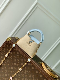 LV M23950 Capucines Nano 手袋 蓝白 16寸 Tau Lovelock Chain 系列