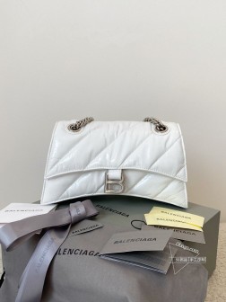 Balenciaga Crush链条包 小号 白色 油蜡爆裂皮纹