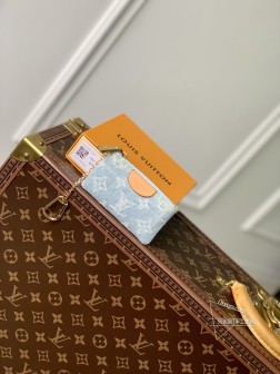 LV M82961 钥匙零钱包 Monogram提花牛仔布 小牛皮饰边