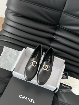 Chanel 25C新款双C乐福鞋高级手工系列鞋面牛皮天鹅绒 内里羊皮 真皮大底Size35-39 916