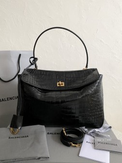 Balenciaga Rodeo 鳄鱼纹黑金中号包 纯皮材质