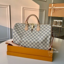 LV N41372 Speedy 35 手袋 Damier Azur 帆布 多种携带方式